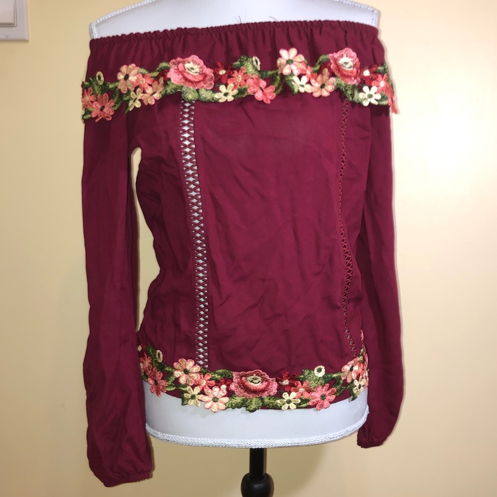 Off the shoulder blouse.